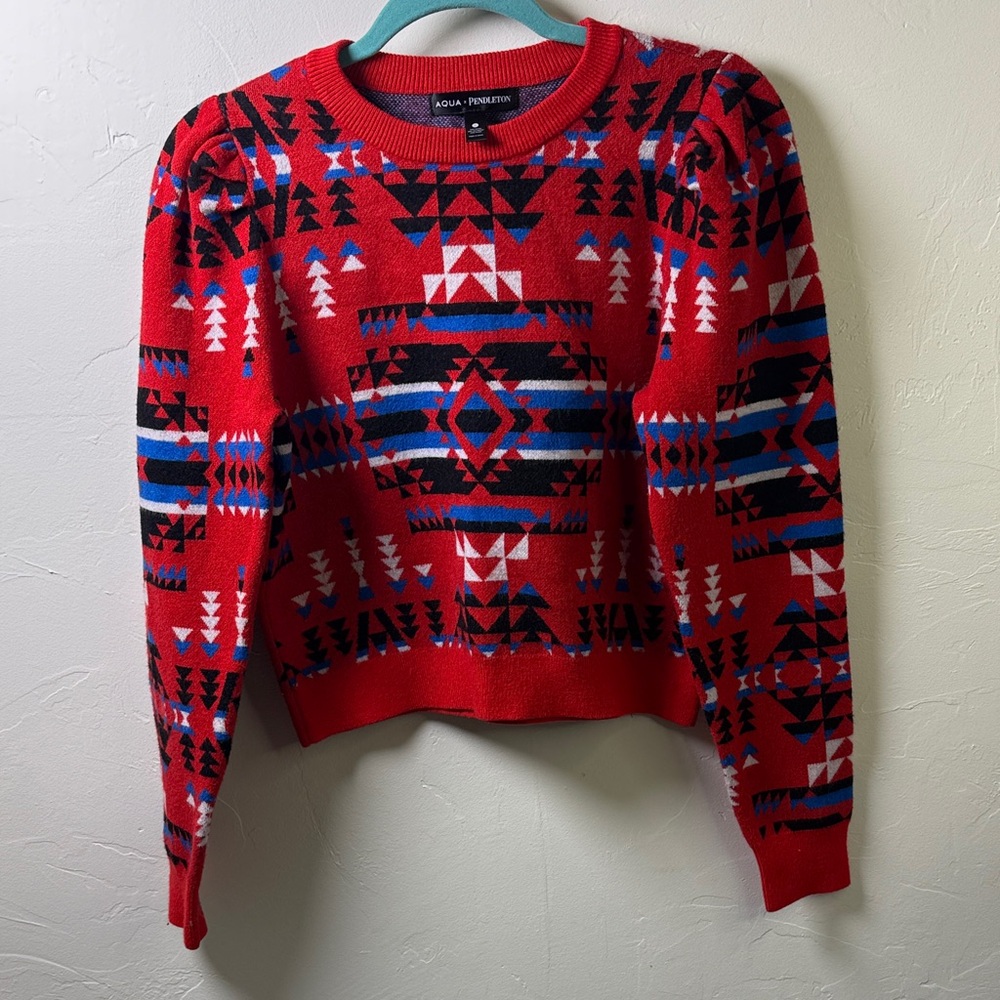 Aqua x Pendleton Vibrant Red Patterned Women's Sw… - image 4